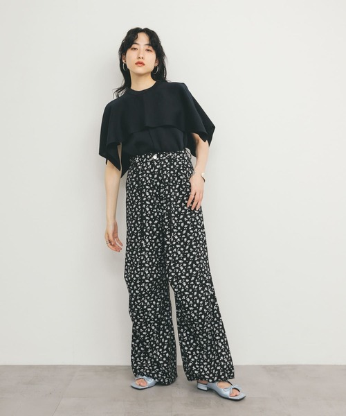 ロータス976TRUBEパンツ(マスタード)・972恋人岬TU(BK) フラワープリントドロストパンツ（その他パンツ）｜KBF