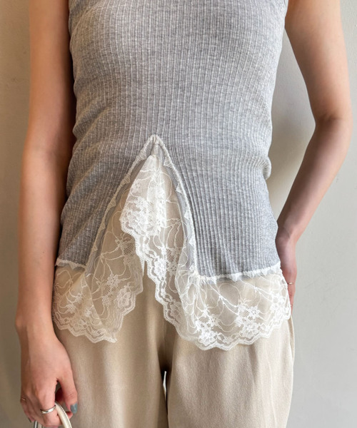 EDIT. FOR LULU（エディットフォールル）の「angielala LULU レースタンクトップ（タンクトップ・レディース・ネイビー・FREE）」の6枚目の写真