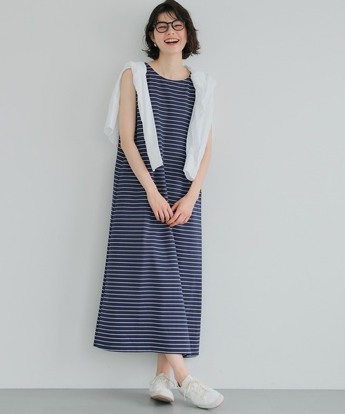 MAX&Co. ノースリーブワンピース 44 MAX&Co ノースリーブワンピース 膝丈 タイト ホワイト 44 タグ