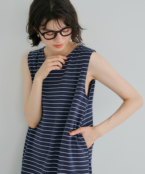 coca（coca）（コカ）の「ボーダーノースリーブワンピース（ワンピース・レディース・B/A・S/L/M）」の8枚目の写真