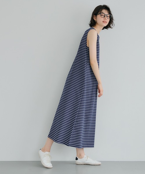 coca（coca）（コカ）の「ボーダーノースリーブワンピース（ワンピース・レディース・B/A・S/L/M）」の6枚目の写真