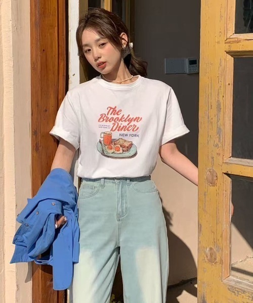 LAC-VERT(ラック・ヴェール)の「フードイラストTシャツ(Tシャツ/カットソー・レディース・ホワイト/グレー/オフホワイト/ブルー/ネイビー/イエロー/ブラウン・FREE)」の22枚目の写真