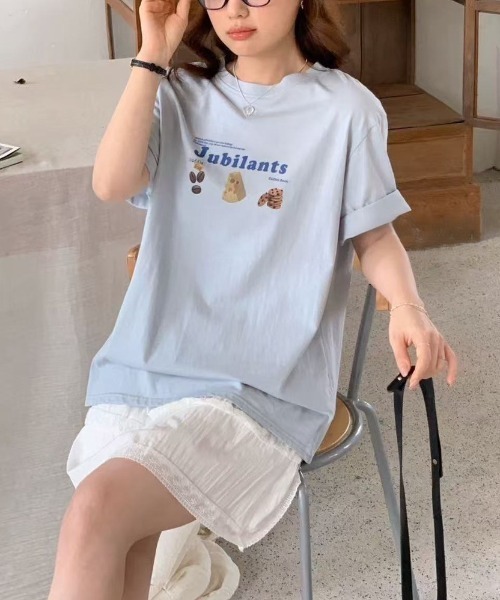 LAC-VERT(ラック・ヴェール)の「フードイラストTシャツ(Tシャツ/カットソー・レディース・ホワイト/グレー/オフホワイト/ブルー/ネイビー/イエロー/ブラウン・FREE)」の11枚目の写真