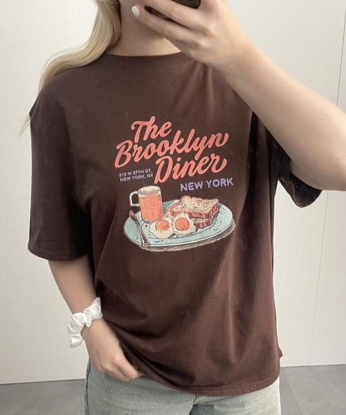 LAC-VERT(ラック・ヴェール)の「フードイラストTシャツ(Tシャツ/カットソー・レディース・ホワイト/グレー/オフホワイト/ブルー/ネイビー/イエロー/ブラウン・FREE)」の8枚目の写真