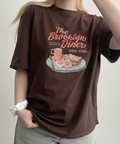 LAC-VERT(ラック・ヴェール)の「フードイラストTシャツ(Tシャツ/カットソー・レディース・ホワイト/グレー/オフホワイト/ブルー/ネイビー/イエロー/ブラウン・FREE)」の9枚目の写真