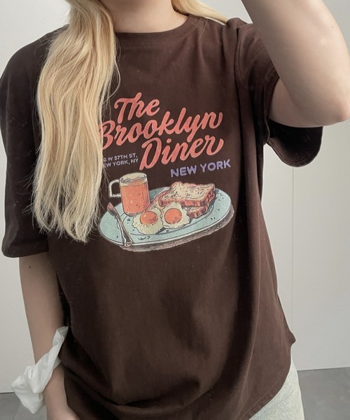 LAC-VERT(ラック・ヴェール)の「フードイラストTシャツ(Tシャツ/カットソー・レディース・ホワイト/グレー/オフホワイト/ブルー/ネイビー/イエロー/ブラウン・FREE)」の10枚目の写真