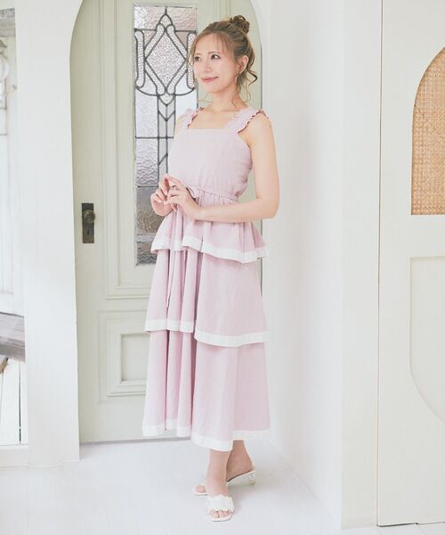 Areeam(アリーム)の「配色レースキャミワンピース(ワンピース・レディース・ブラウン/ライトピンク・FREE)」の5枚目の写真