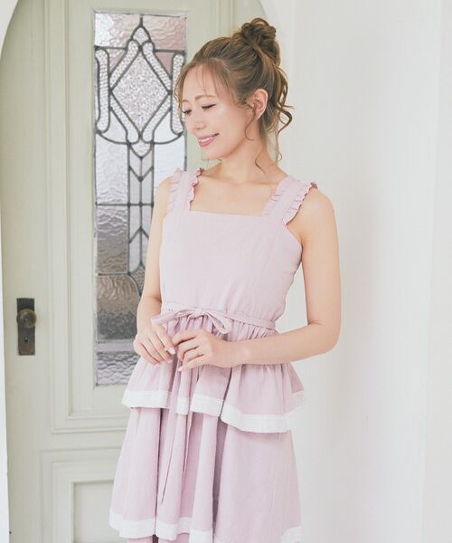 Areeam(アリーム)の「配色レースキャミワンピース(ワンピース・レディース・ブラウン/ライトピンク・FREE)」の8枚目の写真