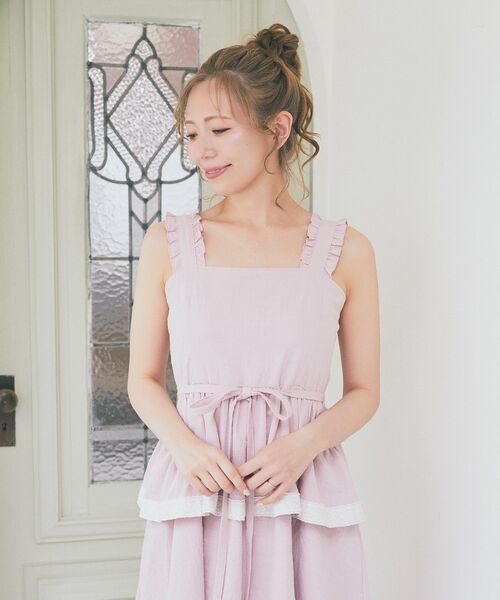 Areeam(アリーム)の「配色レースキャミワンピース(ワンピース・レディース・ブラウン/ライトピンク・FREE)」の9枚目の写真