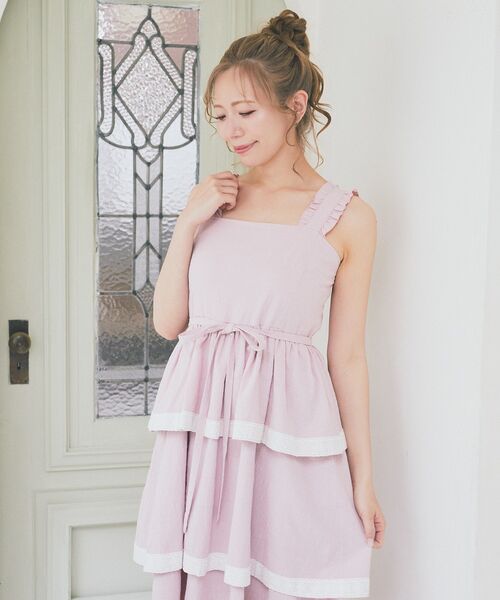 Areeam(アリーム)の「配色レースキャミワンピース(ワンピース・レディース・ブラウン/ライトピンク・FREE)」の10枚目の写真