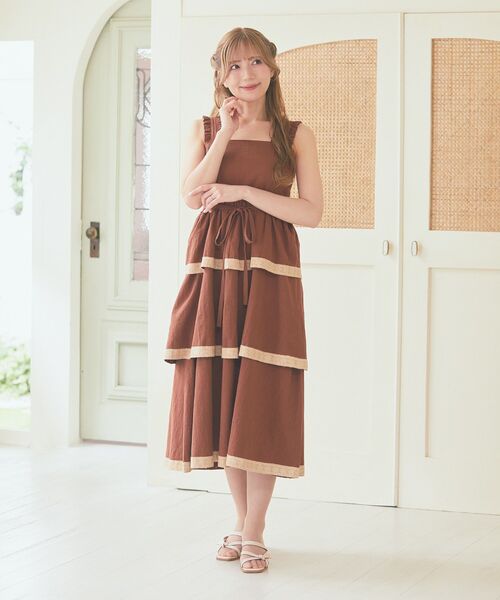 Areeam(アリーム)の「配色レースキャミワンピース(ワンピース・レディース・ブラウン/ライトピンク・FREE)」の20枚目の写真