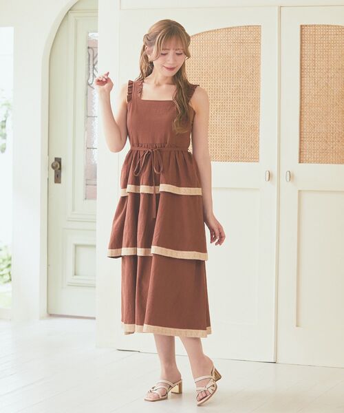 Areeam(アリーム)の「配色レースキャミワンピース(ワンピース・レディース・ブラウン/ライトピンク・FREE)」の21枚目の写真