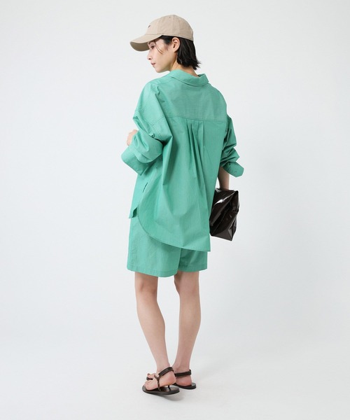 BABYLONE(バビロン)の「ウォッシュドストライプショートパンツ(その他パンツ・レディース・ブルー/グリーン・フリー)」の9枚目の写真