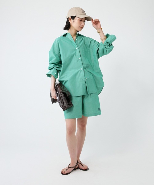 BABYLONE(バビロン)の「ウォッシュドストライプショートパンツ(その他パンツ・レディース・ブルー/グリーン・フリー)」の5枚目の写真