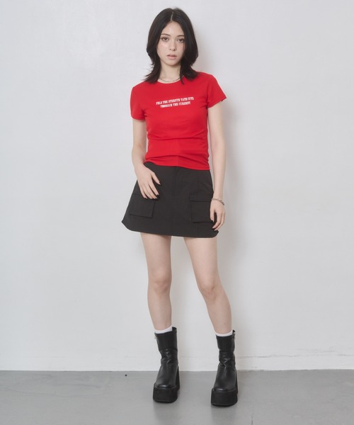 ENVYM（アンビー）の「ドライタッチプリントTシャツ（Tシャツ/カットソー・レディース・ホワイト/ピンク/レッド/ブラック・FREE）」の10枚目の写真