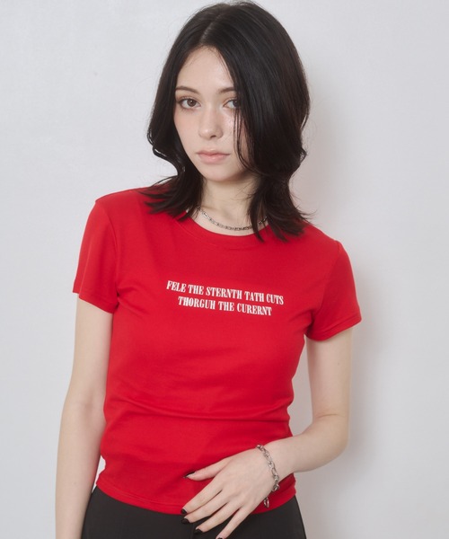 ENVYM（アンビー）の「ドライタッチプリントTシャツ（Tシャツ/カットソー・レディース・ホワイト/ピンク/レッド/ブラック・FREE）」の7枚目の写真