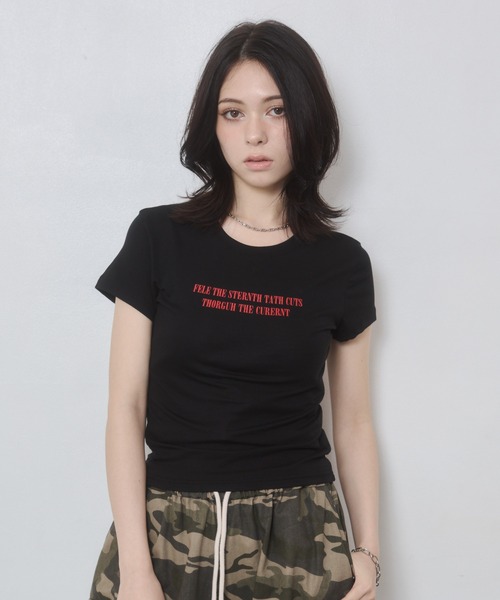 ENVYM（アンビー）の「ドライタッチプリントTシャツ（Tシャツ/カットソー・レディース・ホワイト/ピンク/レッド/ブラック・FREE）」の13枚目の写真