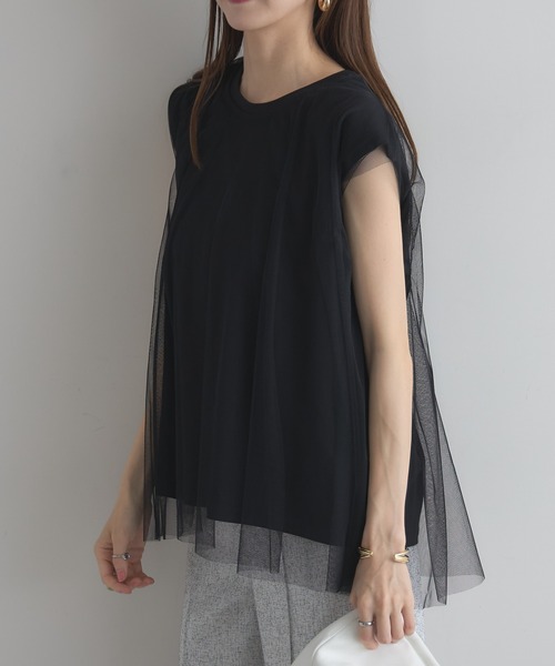 &. NOSTALGIA(アンドドットノスタルジア)の「【ZOZO限定】チュールノースリトップス(Tシャツ/カットソー・レディース・ホワイト/ブラック・M)」の14枚目の写真