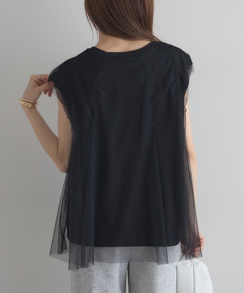 &. NOSTALGIA(アンドドットノスタルジア)の「【ZOZO限定】チュールノースリトップス(Tシャツ/カットソー・レディース・ホワイト/ブラック・M)」の15枚目の写真