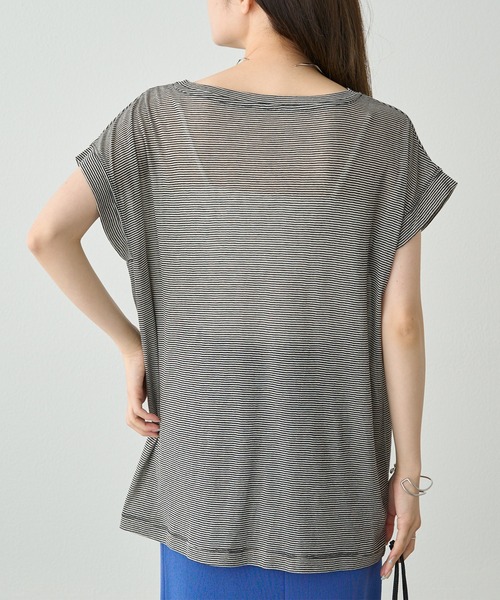 PUAL CE CIN（ピュアルセシン）の「ミジンボーダーロゴプリントTシャツ（Tシャツ/カットソー・レディース・ブラック系/ブルー系・FREE）」の21枚目の写真