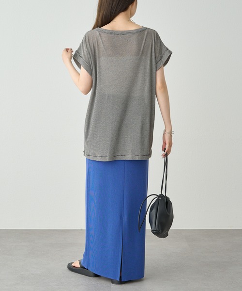 PUAL CE CIN（ピュアルセシン）の「ミジンボーダーロゴプリントTシャツ（Tシャツ/カットソー・レディース・ブラック系/ブルー系・FREE）」の17枚目の写真