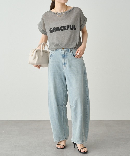 PUAL CE CIN（ピュアルセシン）の「ミジンボーダーロゴプリントTシャツ（Tシャツ/カットソー・レディース・ブラック系/ブルー系・FREE）」の16枚目の写真