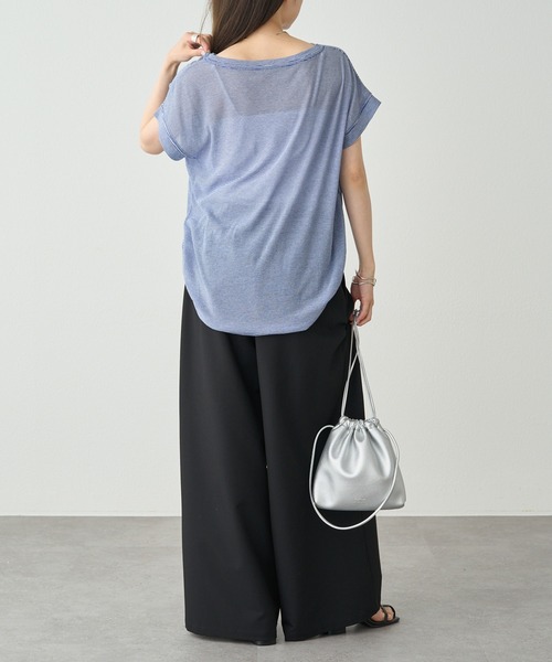 PUAL CE CIN（ピュアルセシン）の「ミジンボーダーロゴプリントTシャツ（Tシャツ/カットソー・レディース・ブラック系/ブルー系・FREE）」の5枚目の写真