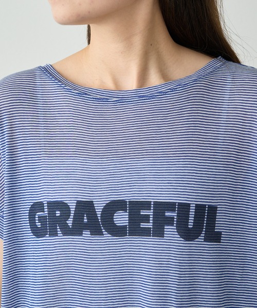 PUAL CE CIN（ピュアルセシン）の「ミジンボーダーロゴプリントTシャツ（Tシャツ/カットソー・レディース・ブラック系/ブルー系・FREE）」の12枚目の写真