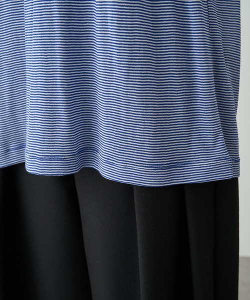 PUAL CE CIN（ピュアルセシン）の「ミジンボーダーロゴプリントTシャツ（Tシャツ/カットソー・レディース・ブラック系/ブルー系・FREE）」の9枚目の写真
