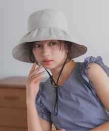 polcadot | 【かぶれる日傘】完全遮光/ギャザーハット(ストラップ付き)(ハット)