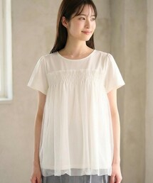 【汗ジミが目立たない・洗える】バルーンチュール Tシャツ