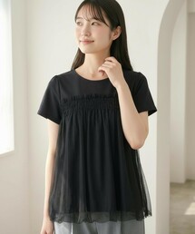 【汗ジミが目立たない・洗える】バルーンチュール Tシャツ