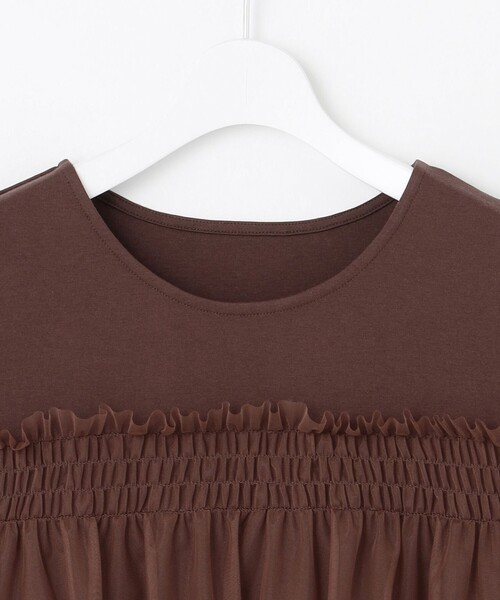 Feroux（フェルゥ）の「【汗ジミが目立たない・洗える】バルーンチュール Tシャツ（Tシャツ/カットソー・レディース・ブラック系/ホワイト系/ダークブラウン系・F）」の11枚目の写真