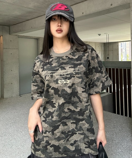 カモフラージュスタッズTシャツ（Tシャツ/カットソー）｜KsG