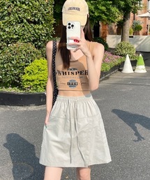 両脇ビックポケット ハイウエストAライン キュロットデザインミニスカート
