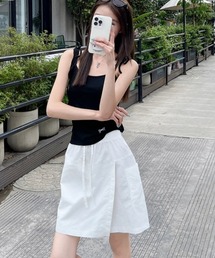 両脇ビックポケット ハイウエストAライン キュロットデザインミニスカート