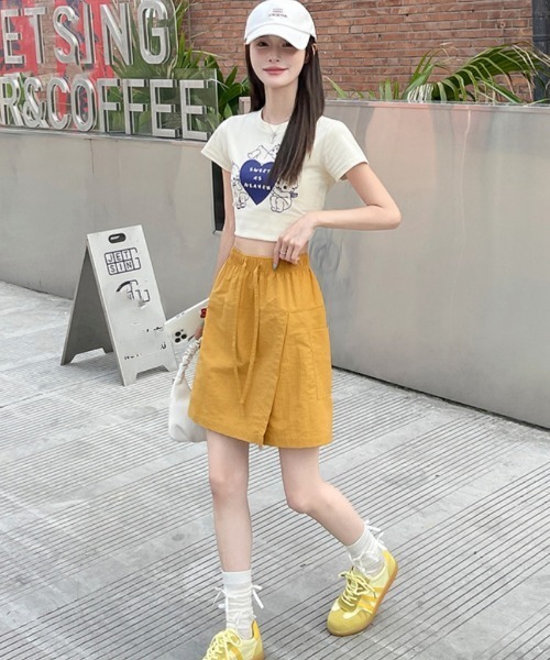 WAAC ミニスカート キュロット WOMENS プリーツニットキュロットスカート ホワイト/072332351