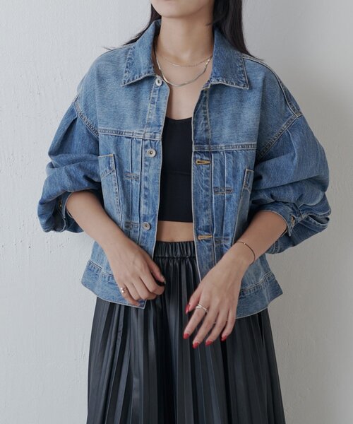 セール】ボリュームスリーブデニムジャケット（テーラードジャケット