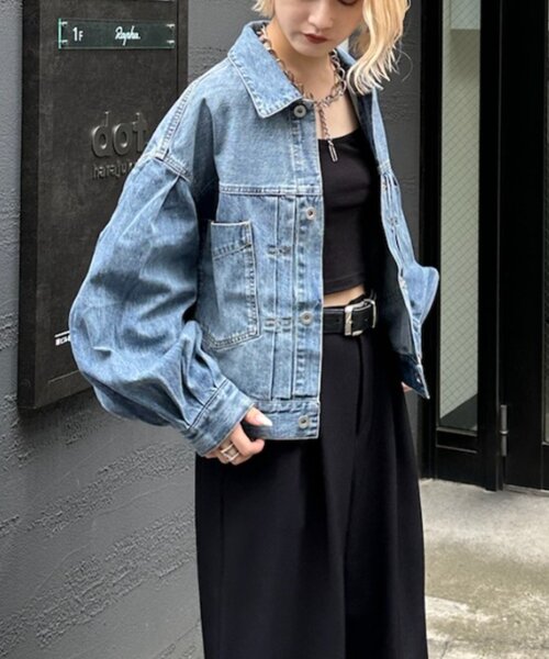Lui's（ルイス）の「ボリュームスリーブデニムジャケット（テーラードジャケット・レディース・インディゴブルー/ブルー・FREE）」の14枚目の写真