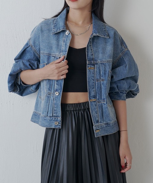 セール】ボリュームスリーブデニムジャケット（テーラードジャケット