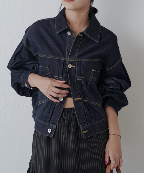 blate ボリュームスリーブデニムジャケット セール】ボリュームスリーブデニムジャケット（テーラードジャケット
