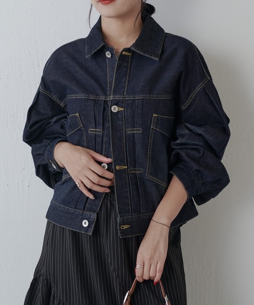 セール】ボリュームスリーブデニムジャケット（テーラードジャケット