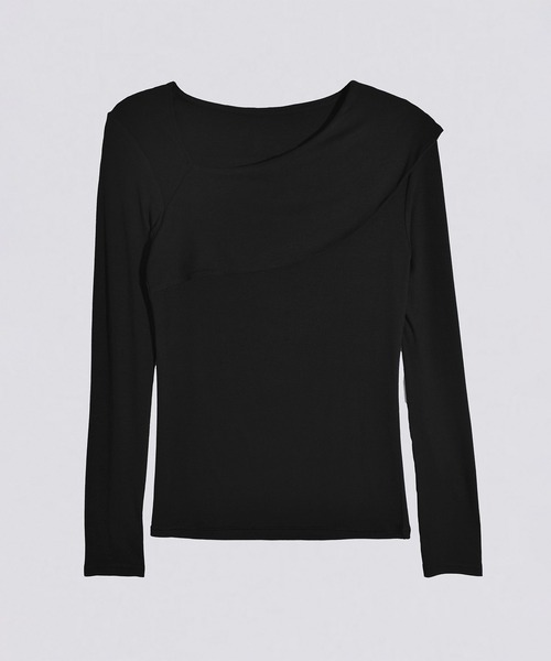 kiehtova(キエトヴァ)の「【kiehtova】asymmetry decorate tops/アシンメトリー デコルテ トップス KTWR40(Tシャツ/カットソー・レディース・ブラック/ブラウン/グリーン・FREE)」の1枚目の写真