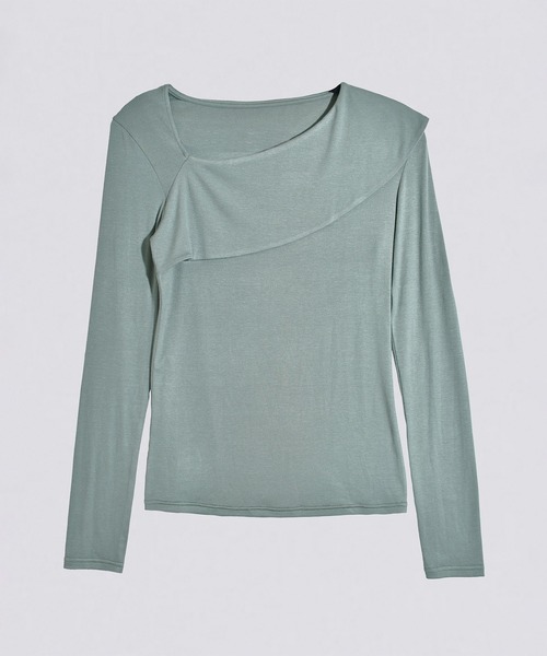 kiehtova(キエトヴァ)の「【kiehtova】asymmetry decorate tops/アシンメトリー デコルテ トップス KTWR40(Tシャツ/カットソー・レディース・ブラック/ブラウン/グリーン・FREE)」の8枚目の写真