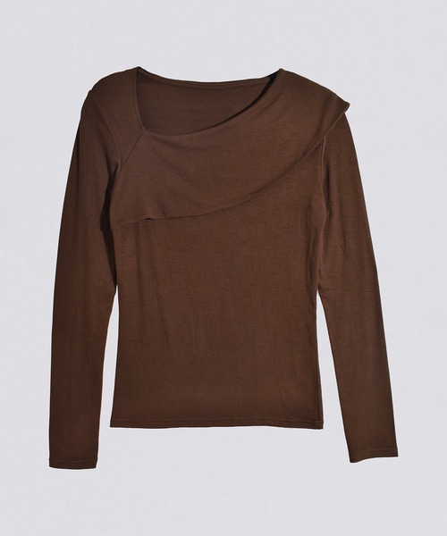 kiehtova(キエトヴァ)の「【kiehtova】asymmetry decorate tops/アシンメトリー デコルテ トップス KTWR40(Tシャツ/カットソー・レディース・ブラック/ブラウン/グリーン・FREE)」の11枚目の写真