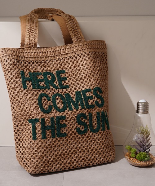 1111clothing（ワンフォークロージング）の「サガラ刺繍 編み込み トートバッグ / Sagara embroidery woven tote bag（トートバッグ・レディース・ブラウン/ナチュラル・FREE）」の4枚目の写真