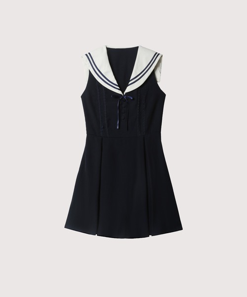 再販！人気No.1ワンピース Sailor Collar Waisted One Piece