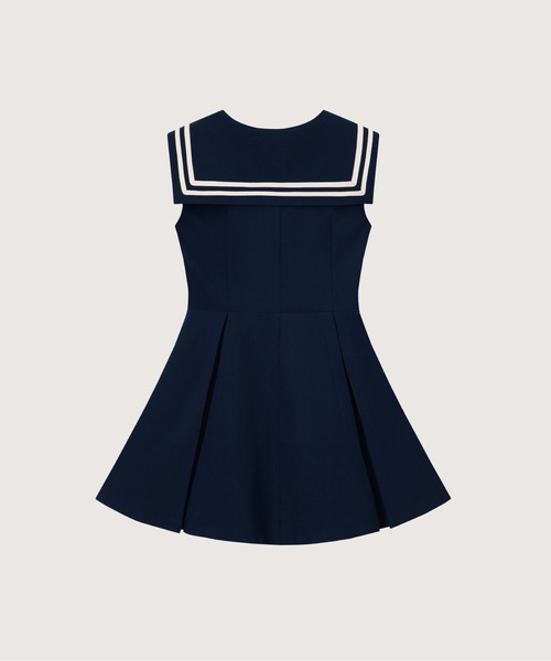 LA POMME petit（ラポミ・プチ）の「再販！人気No.1ワンピース　Sailor Collar Waisted One Piece（ワンピース・レディース・アイボリー/ネイビー・FREE）」の4枚目の写真