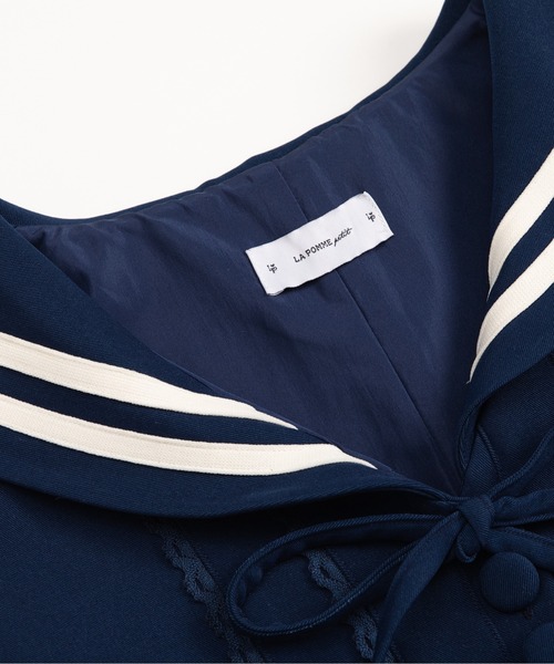LA POMME petit（ラポミ・プチ）の「再販！人気No.1ワンピース　Sailor Collar Waisted One Piece（ワンピース・レディース・アイボリー/ネイビー・FREE）」の9枚目の写真
