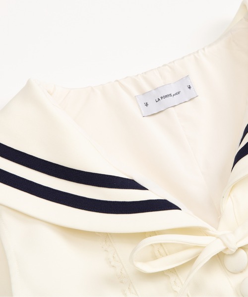 LA POMME petit（ラポミ・プチ）の「再販！人気No.1ワンピース　Sailor Collar Waisted One Piece（ワンピース・レディース・アイボリー/ネイビー・FREE）」の5枚目の写真